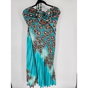 Shoreline Women's Sleeveless Blue Scoop Neck Elastic Halter Dress One Size
